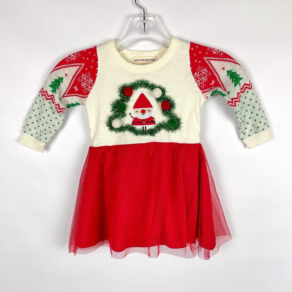 NWT Mad Engine 18M Girls Super Cute Santa Christmas Wreath Sweater Skirt Outfit